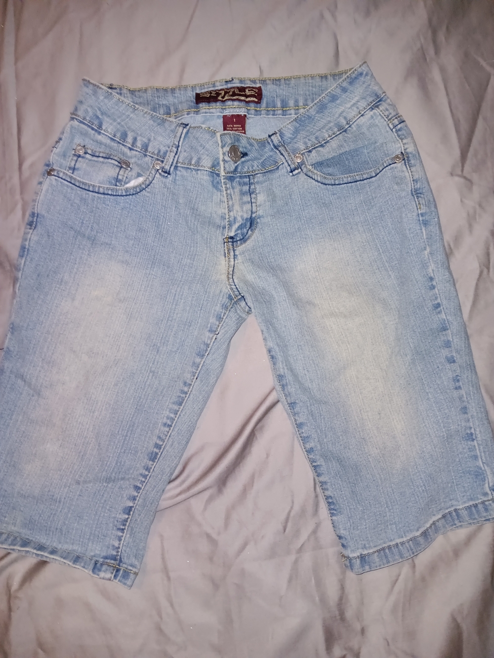 Women's Light Blue Denim Jean Shorts - Casual Bermuda Style